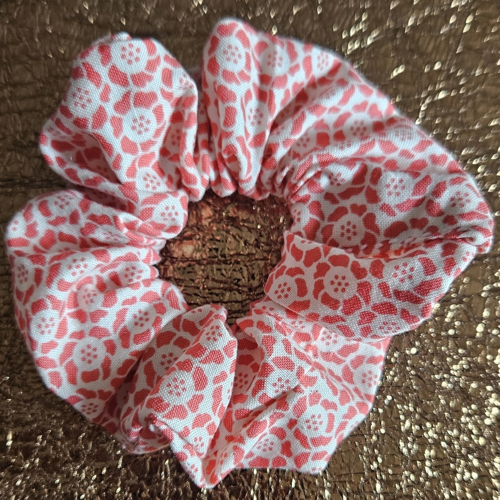 Pink Floral Scrunchie